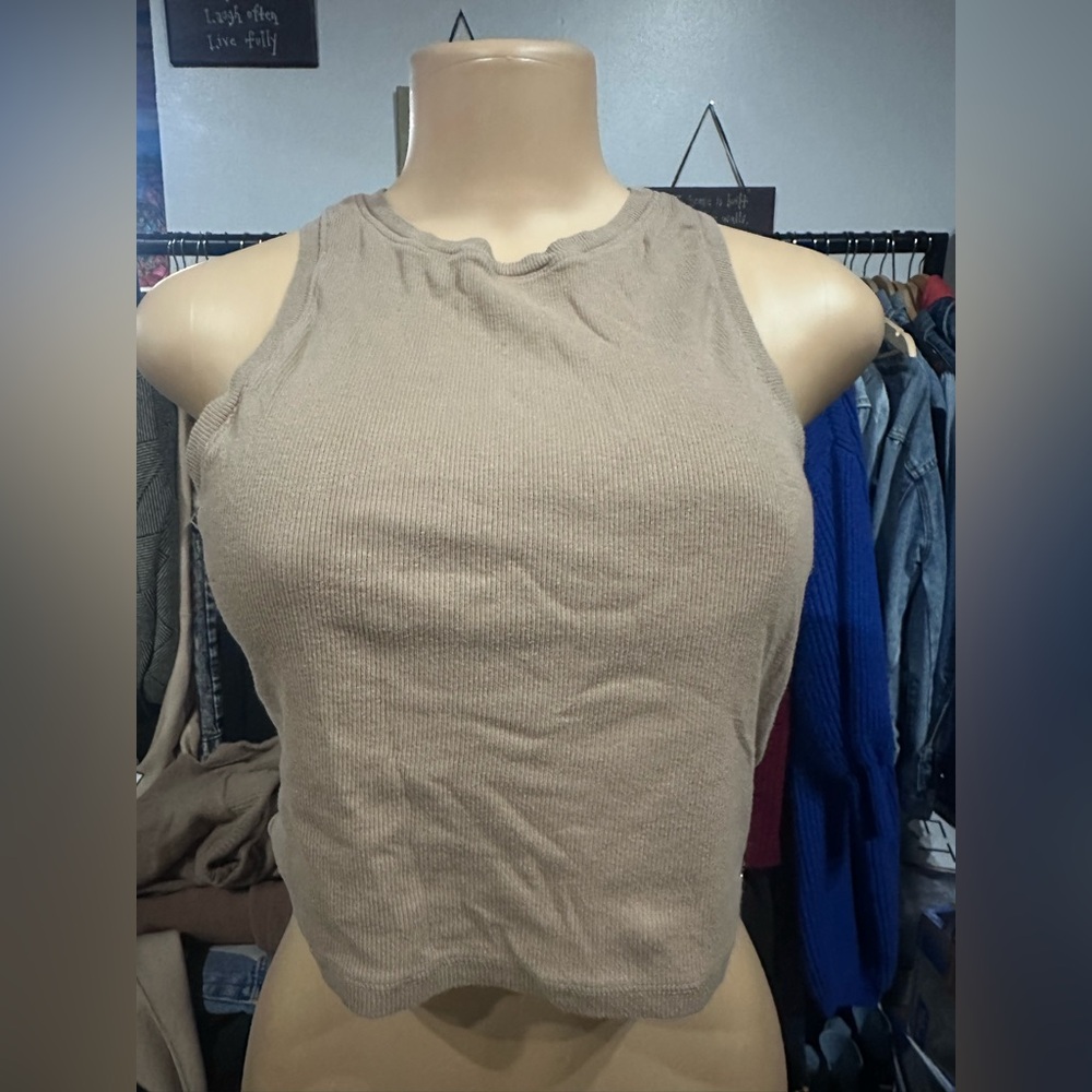 Hollister Tan Ribbed Crop Top